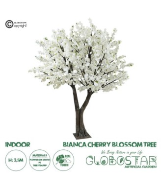 GloboStar® Artificial Garden BIANCA CHERRY BLOSSOM TREE 20362 Τεχνητό Διακοσμητικό Δέντρο Λευκό Άνθος Κερασιάς Υ350cm